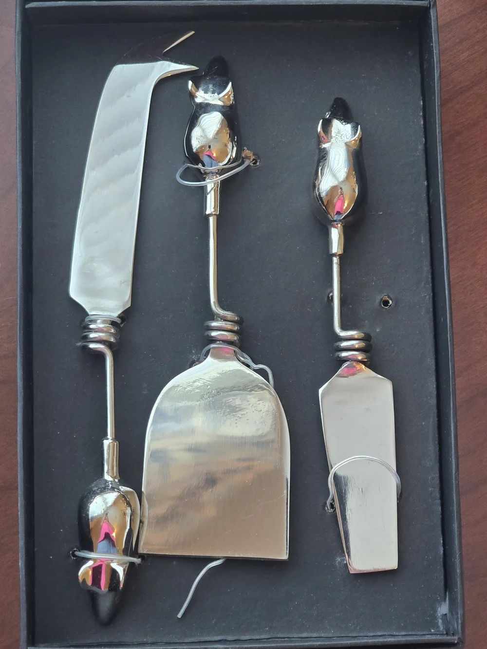 3-Piece Mouse Handle Cheese Serving Set - Stainless Steal & Metal NIB